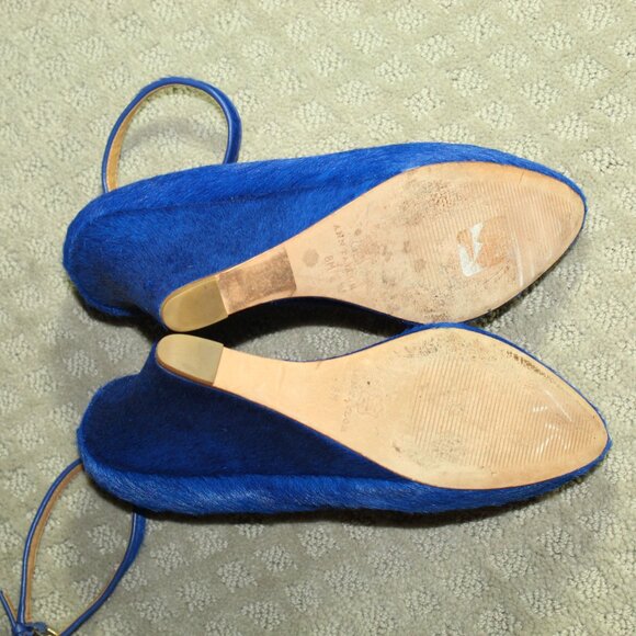 Ann Taylor Lina Women's 8M Cobalt Blue Pony Hair Platform 4.5" Wedge Heels - Picture 8 of 8